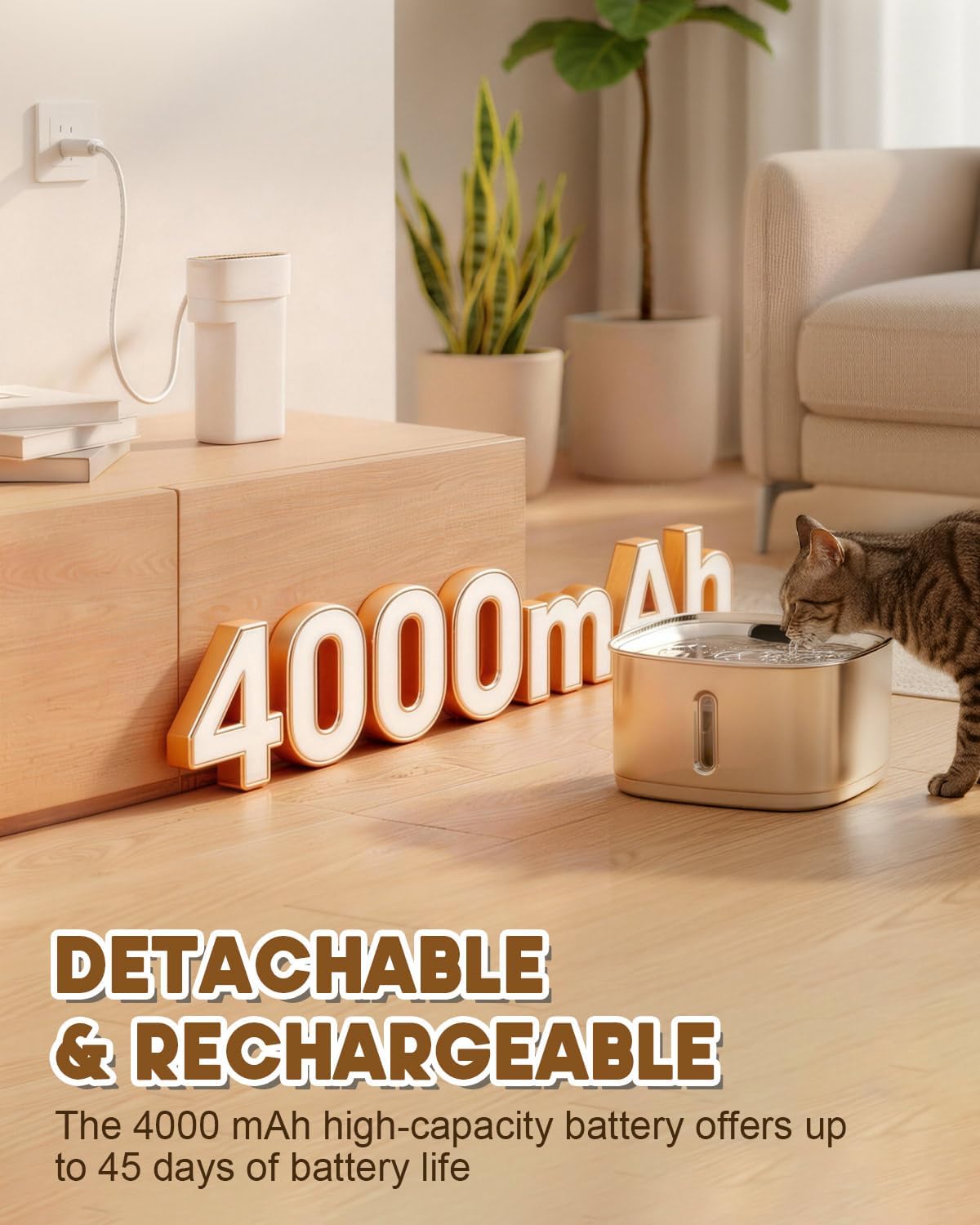 Detalle de Cordless Stainless Steel Cat Water Fountain, 3.2L/108oz: Review & buying guide
