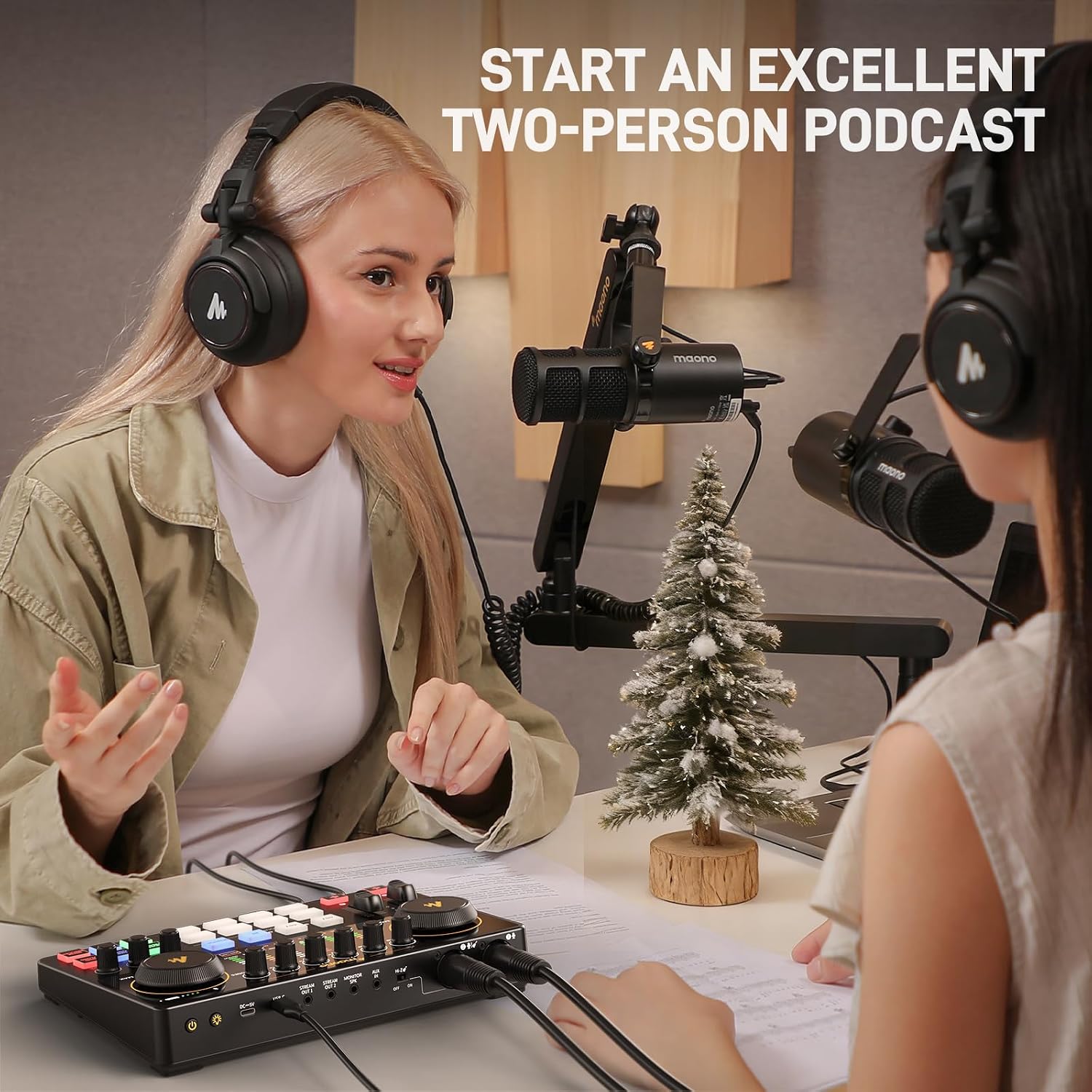 Detalle de MAONO E2 Gen2 Podcast Mixer with Dual XLR, Loopback and Bluetooth
