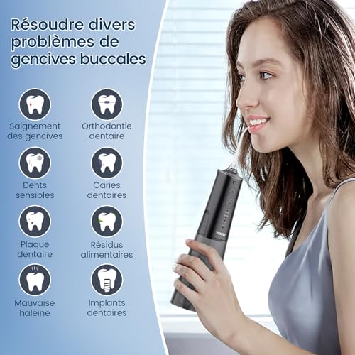 Detalle de Vimmk Jet dentaire rechargeable, 5 modes, 8 embouts et réservoir de 300 ml