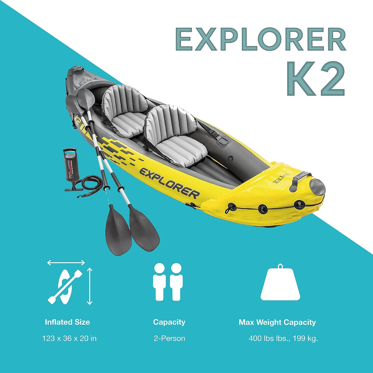 Detalle de Intex Explorer K2 Inflatable Kayak 2‑Person 🚣