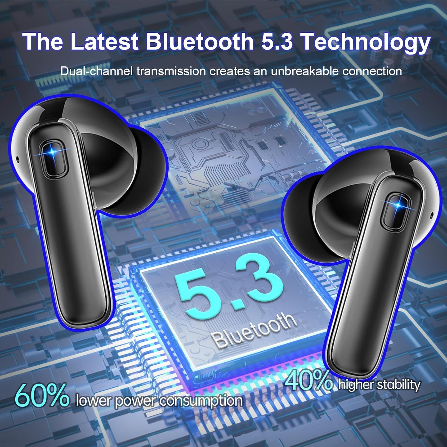 Detalle 2 de Wireless Earbuds Bluetooth 5.3 40H playtime