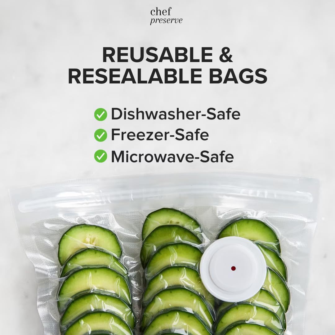 Detalle de Chef Preserve Compact Vacuum Sealer for Food (Handheld Vacuum Sealer + 20 Reusable Bags)