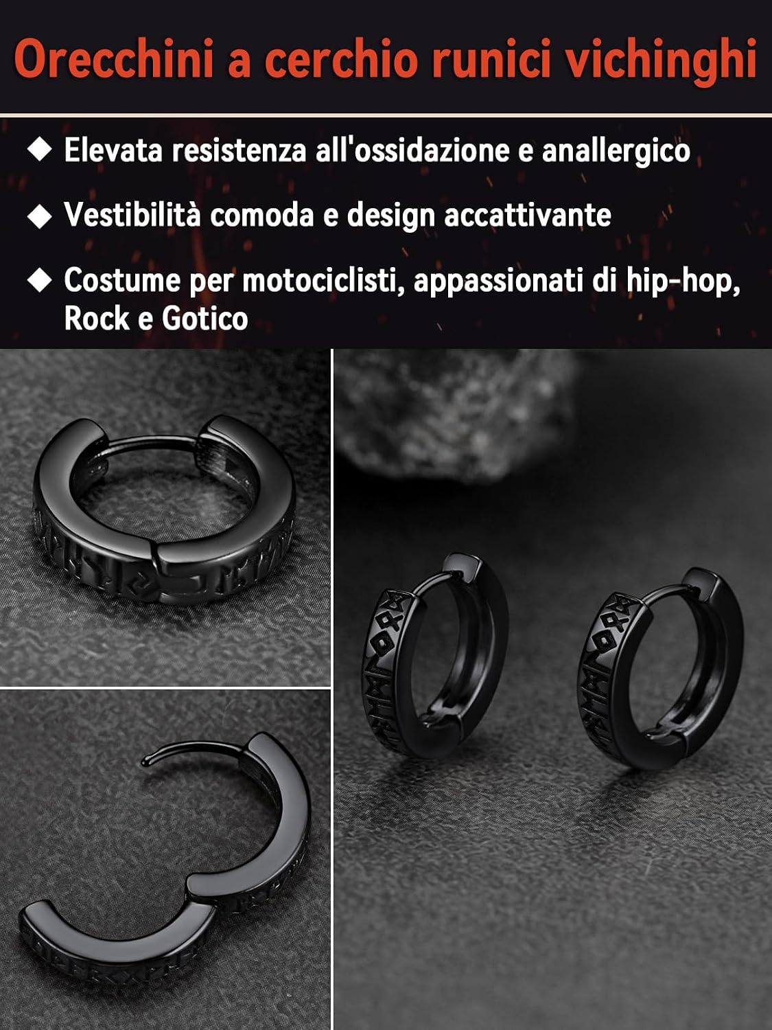 Thumbnail 3 de FaithHeart Orecchini Rune Vikinghe 11mm