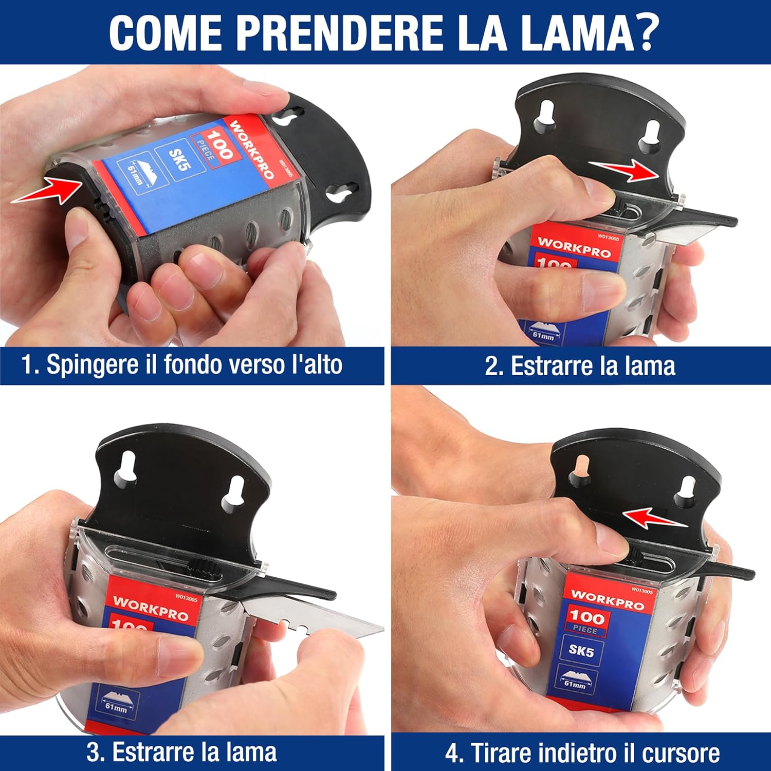 Thumbnail 2 de WORKPRO Lame di Ricambio per Cutter in Dispenser 100 Pezzi SK5 Acciaio Heavy Duty