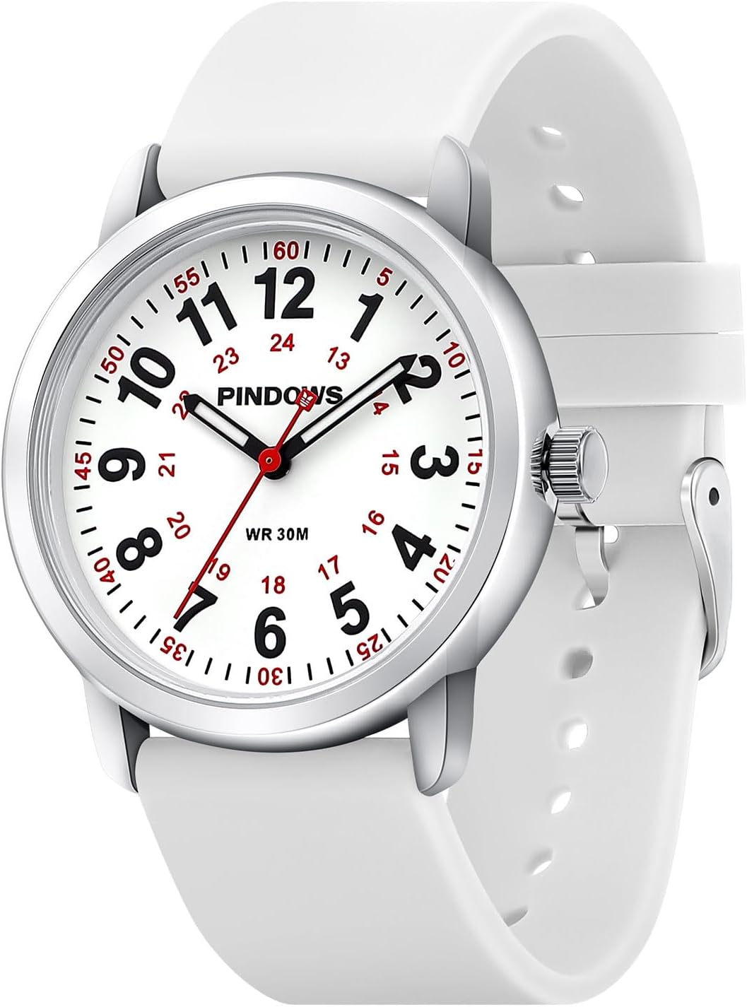 Detalle de Women Nurse Watch with Silicone Band – Luminous Dial, 38mm Case, Quartz Analog