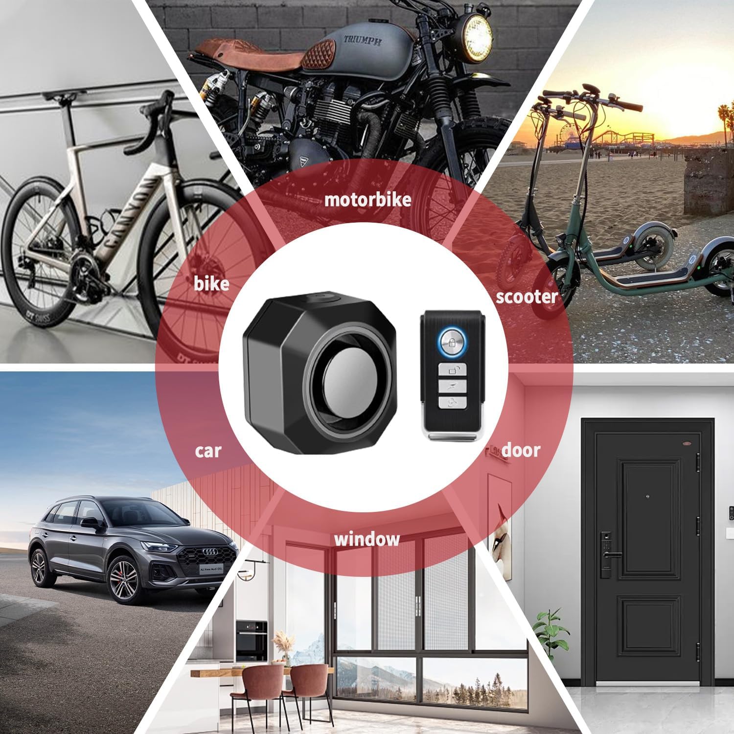Detalle de Bike Alarm with Remote for Bikes and Scooters (110dB, USB-C Rechargeable, IP65)