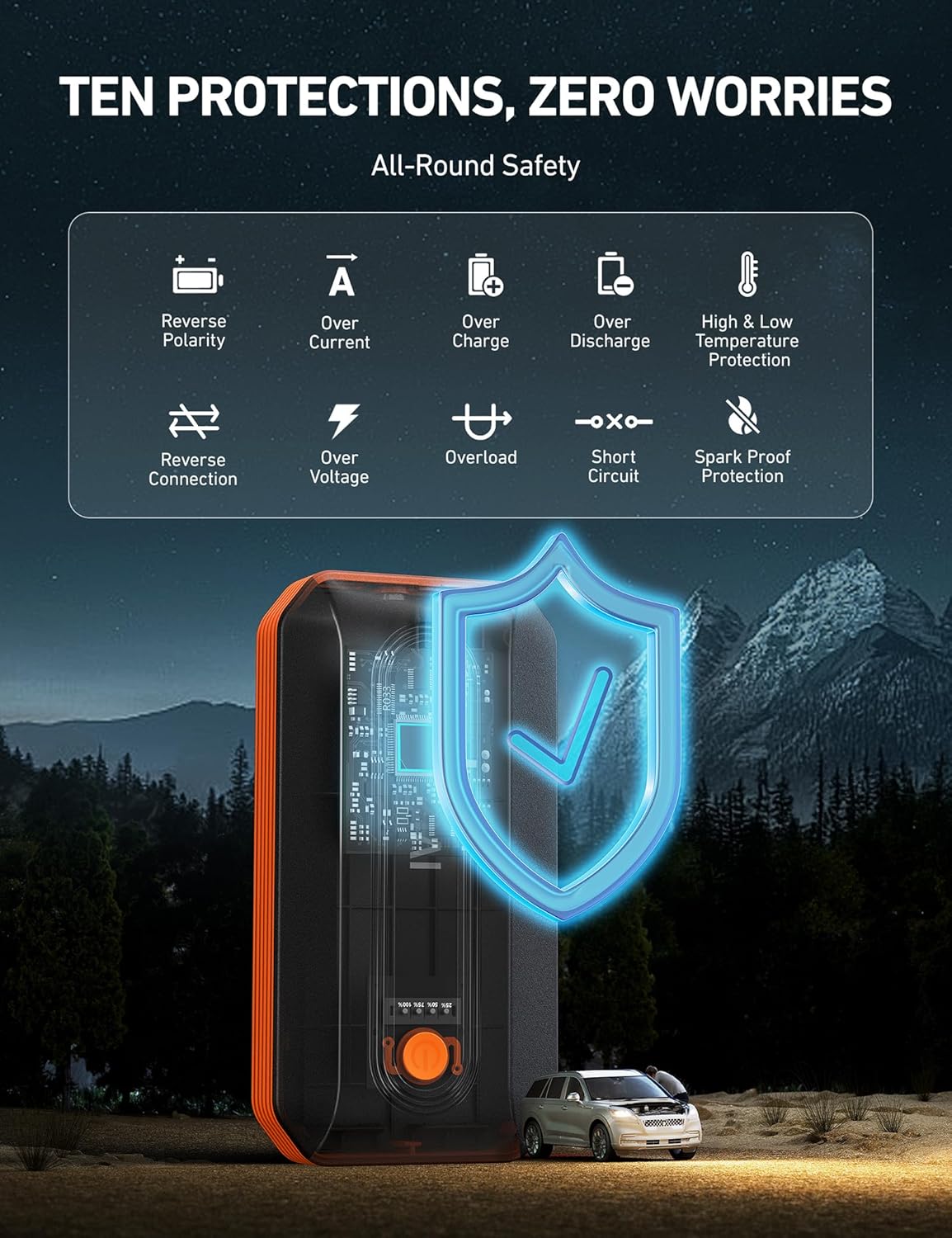Thumbnail 2 de AstroAI B8 Booster batterie voiture 12 V portable (jusqu’à -20 °C à 50 °C) avec protections intelligentes et LED