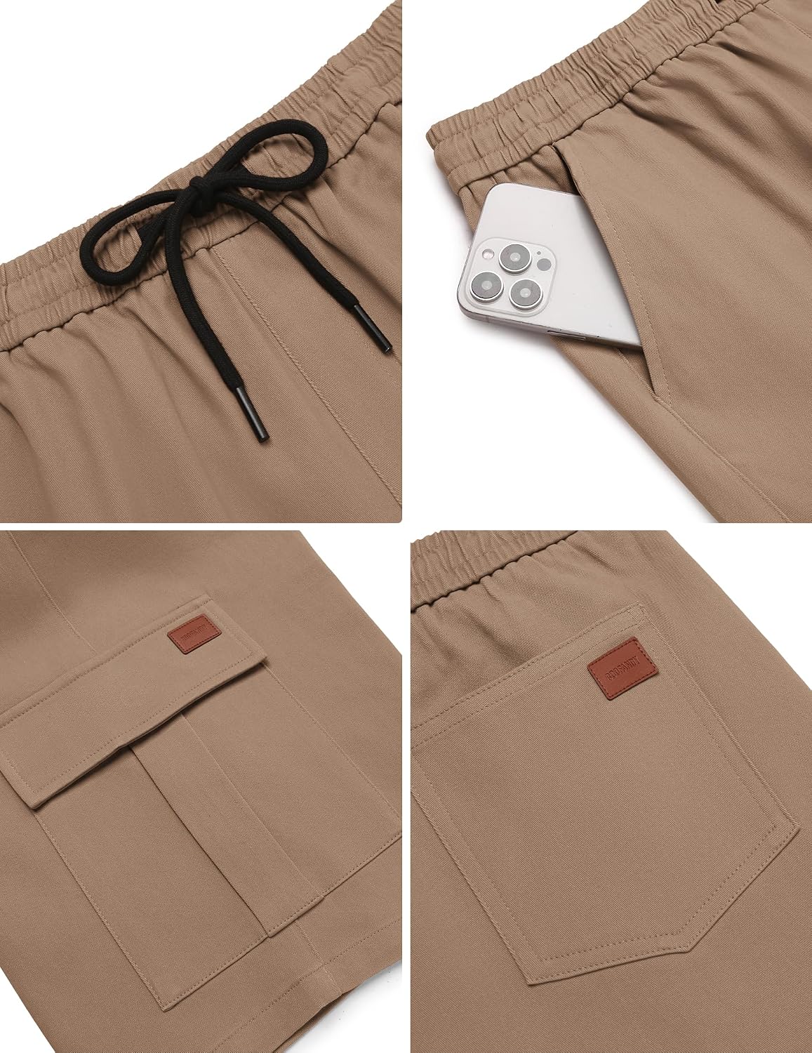 Thumbnail 4 de COOFANDY Pantaloncini da Uomo in Cotone Cargo Shorts con Vita Elastico e 6 Tasche
