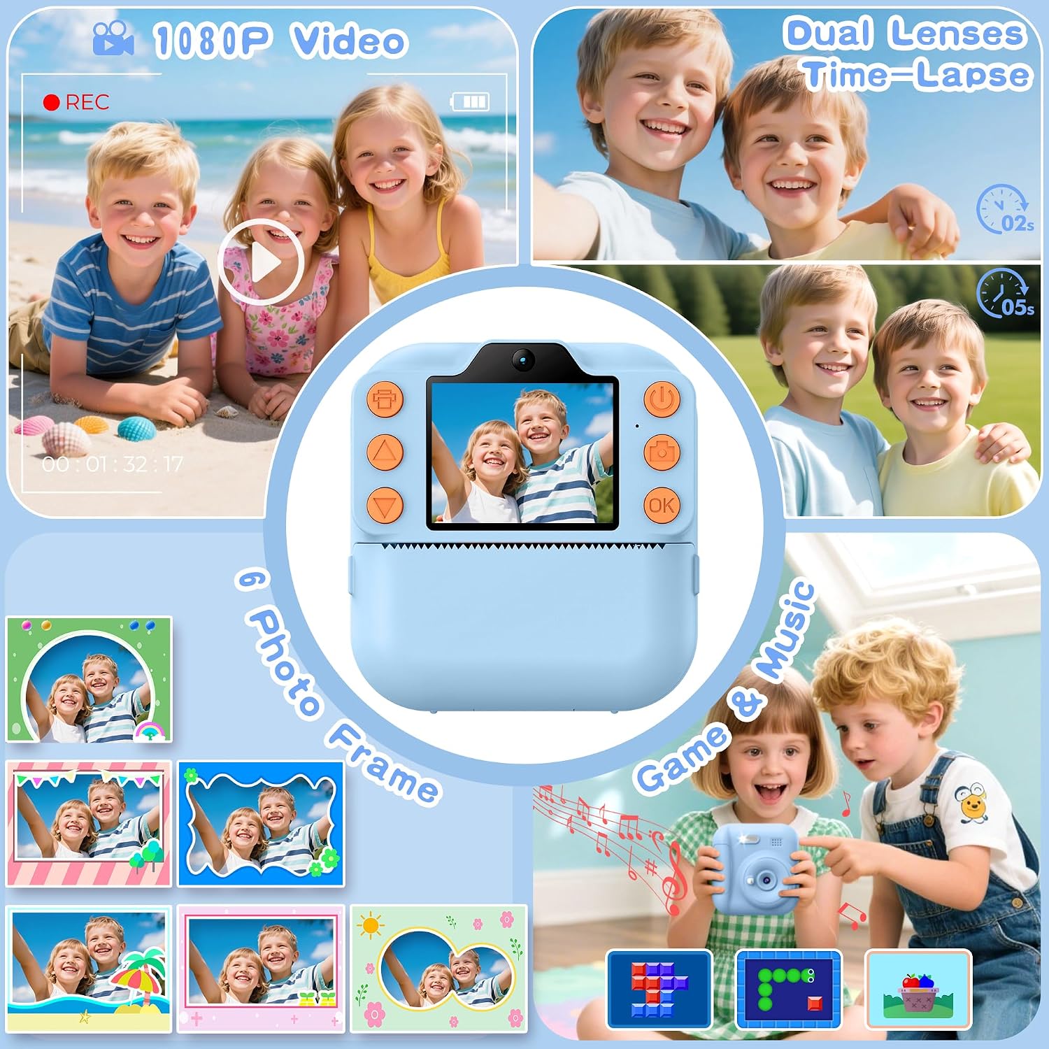 Thumbnail 2 de Coxlame Kids Instant Print Camera 1300mAh