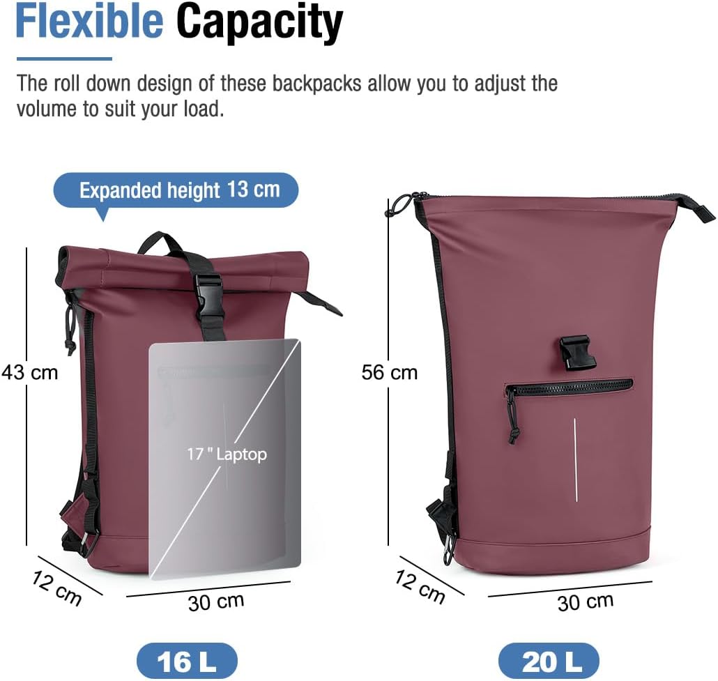 Detalle 2 de Lekeinchi Rolltop Rucksack 17 Zoll