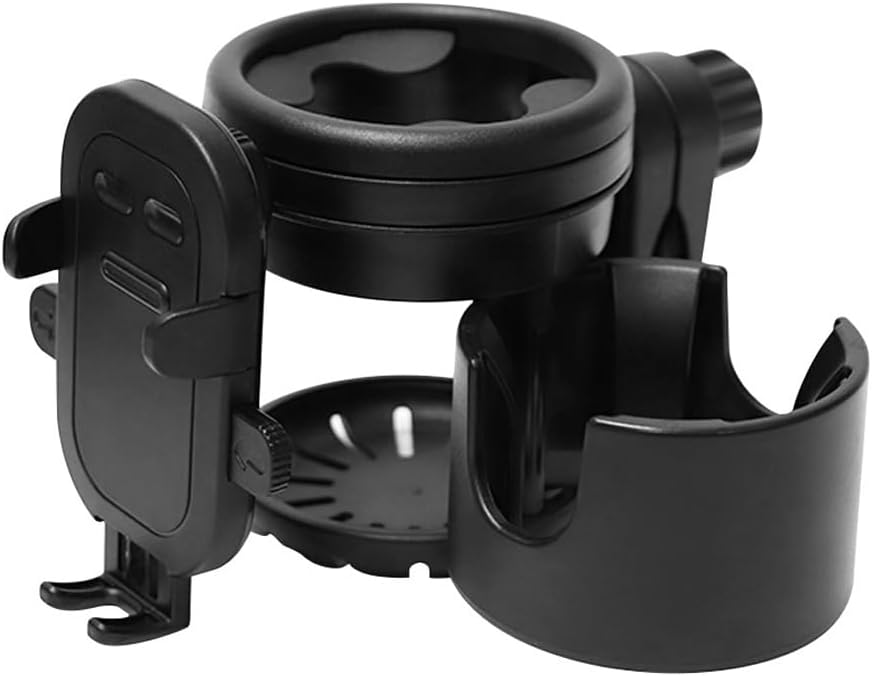 Detalle de Universal Stroller Cup Holder Attachment with Phone Holder (3 in 1) for Prams, Pushchairs, Bikes, Wheelchairs, Walkers & Scooters