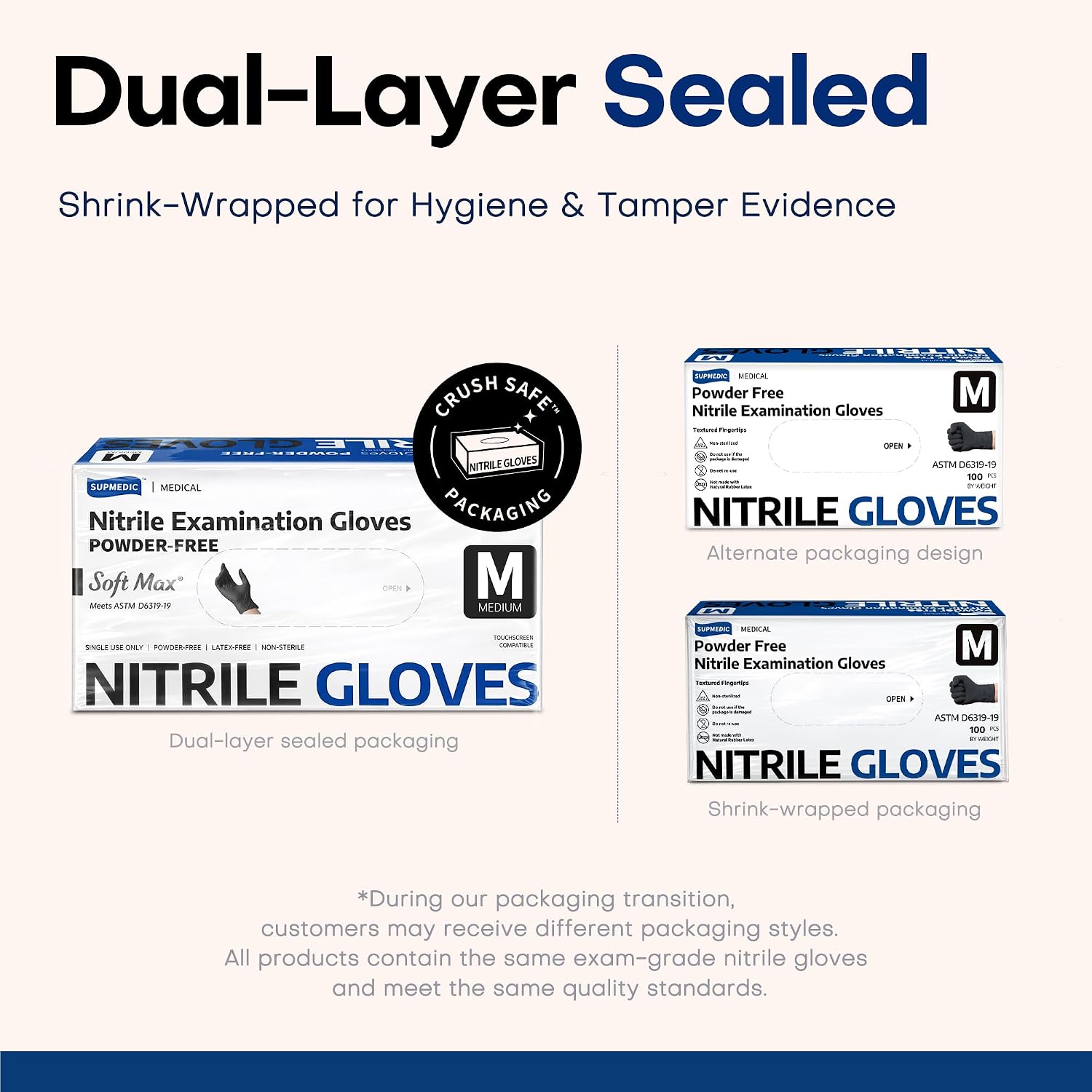 Thumbnail 4 de Supmedic Medical Soft Max Black Nitrile Disposable Gloves – 100 Pcs (Latex-Free, Powder-Free)