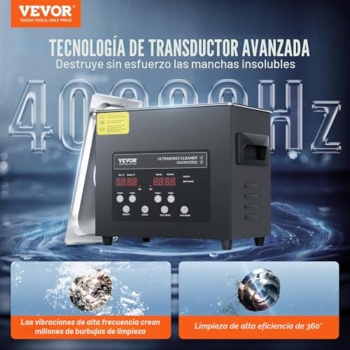 Thumbnail 1 de VEVOR Limpiador ultrasónico 3 L, 40 kHz, 120 W con desgasificación y calentador para joyería