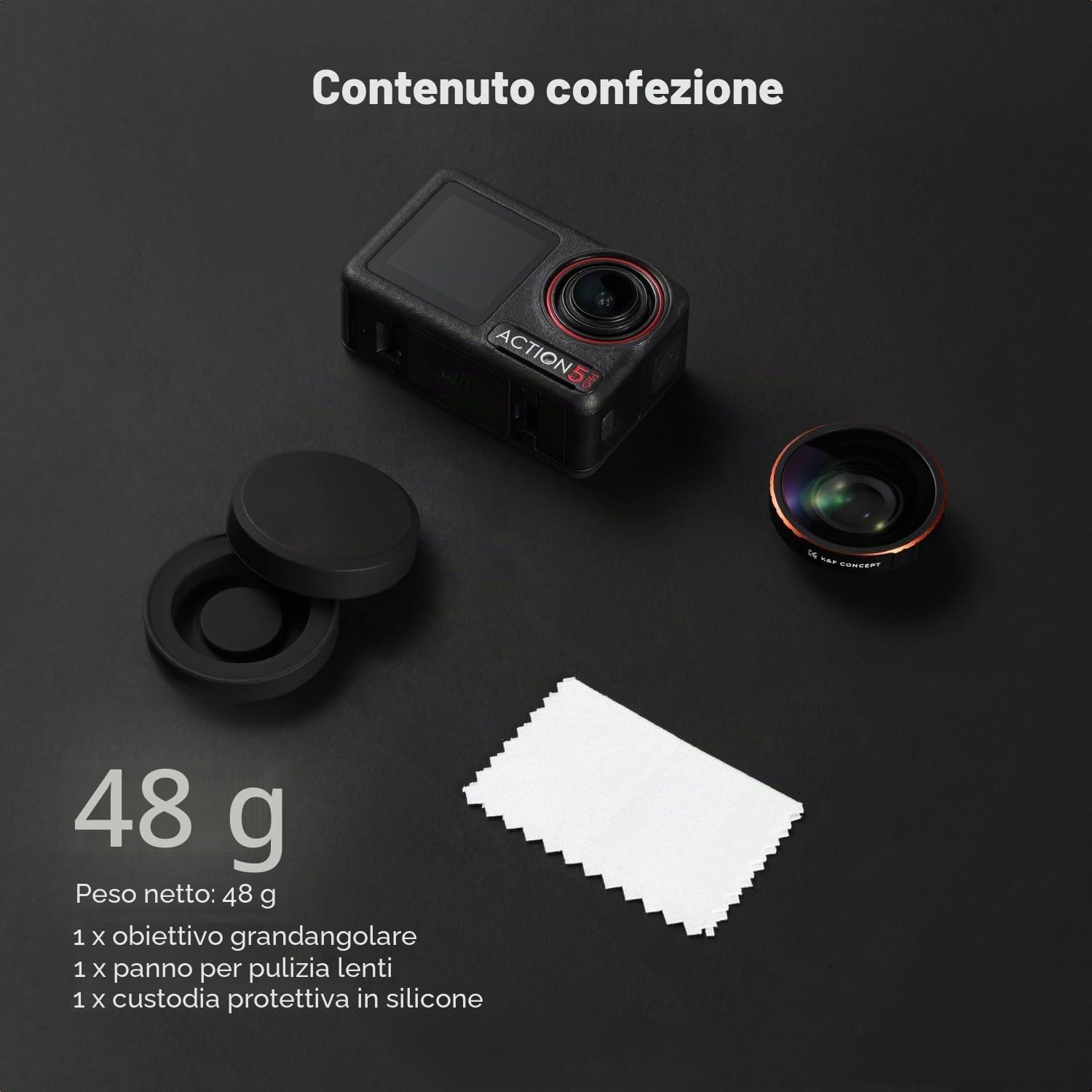 Thumbnail 6 de K&F CONCEPT Filtro Grandangolare per DJI Osmo Action 4/5 Pro – vetro ottico HD con rivestimento antiriflesso verde, impermeabile e antigraffio