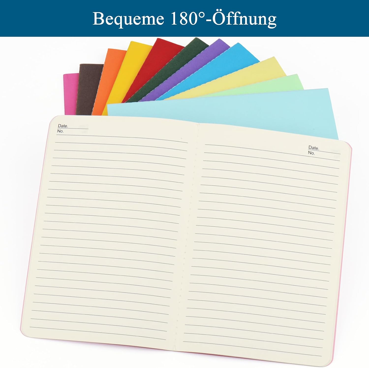 Detalle 2 de ZCZN Notizbuch A5 liniert – 12er Pack Notizblöcke mit 30 Blatt (12 Farben)