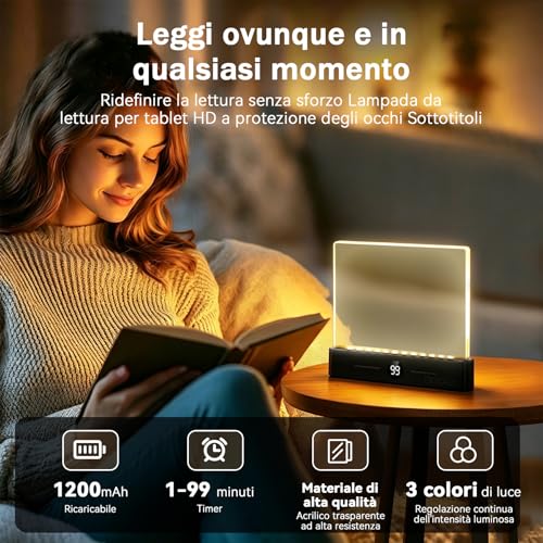 Detalle de CMINGKEJI LED HD Pannello Luce da Lettura: lampada piatta a LED per protezione oculare e lettura confortevole