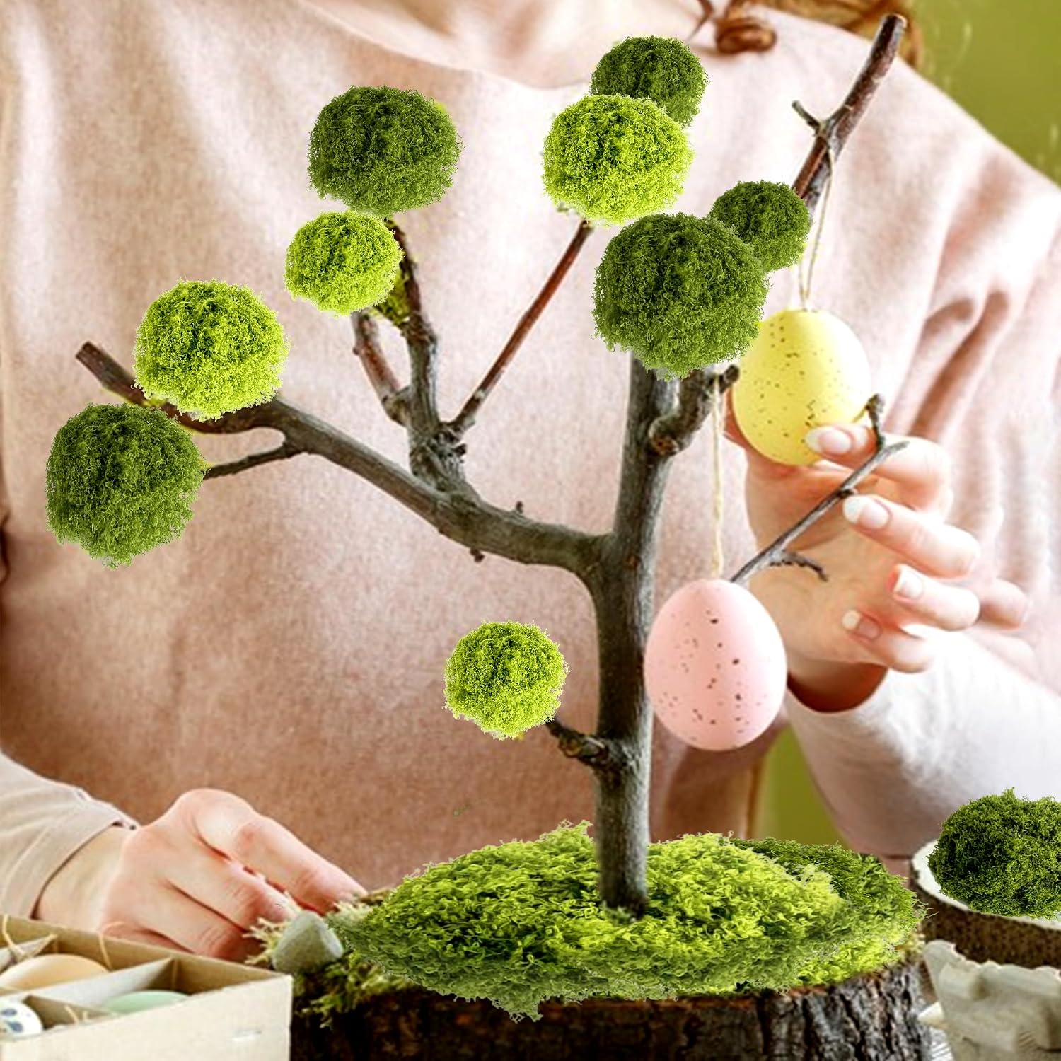 Thumbnail 4 de ROLLWAY 200g Kunstmoos Bastelmoos Dunkelgrün/Hellgrün