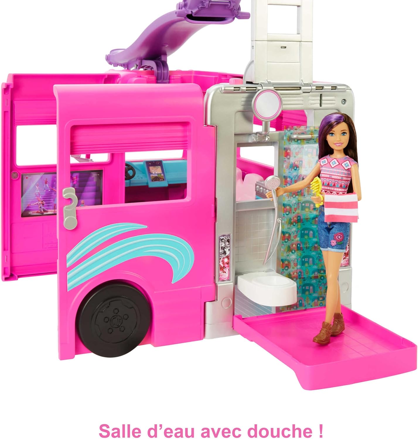 Thumbnail 5 de Barbie Camping-Car Transformable: Caravane d'aventure avec 7 zones de jeu et 60 accessoires — 76 cm