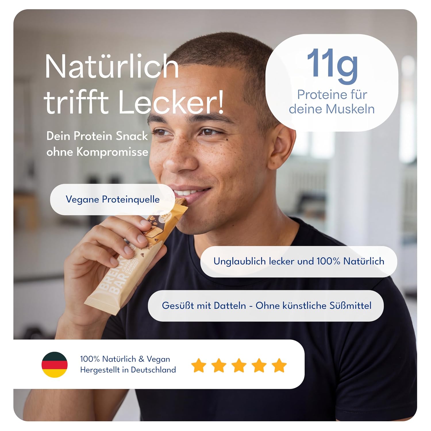 Thumbnail 1 de Brekky Bar Caramel & Peanut Proteinriegel Vegan – 11 g pflanzliches Protein, ohne Zuckerzusatz