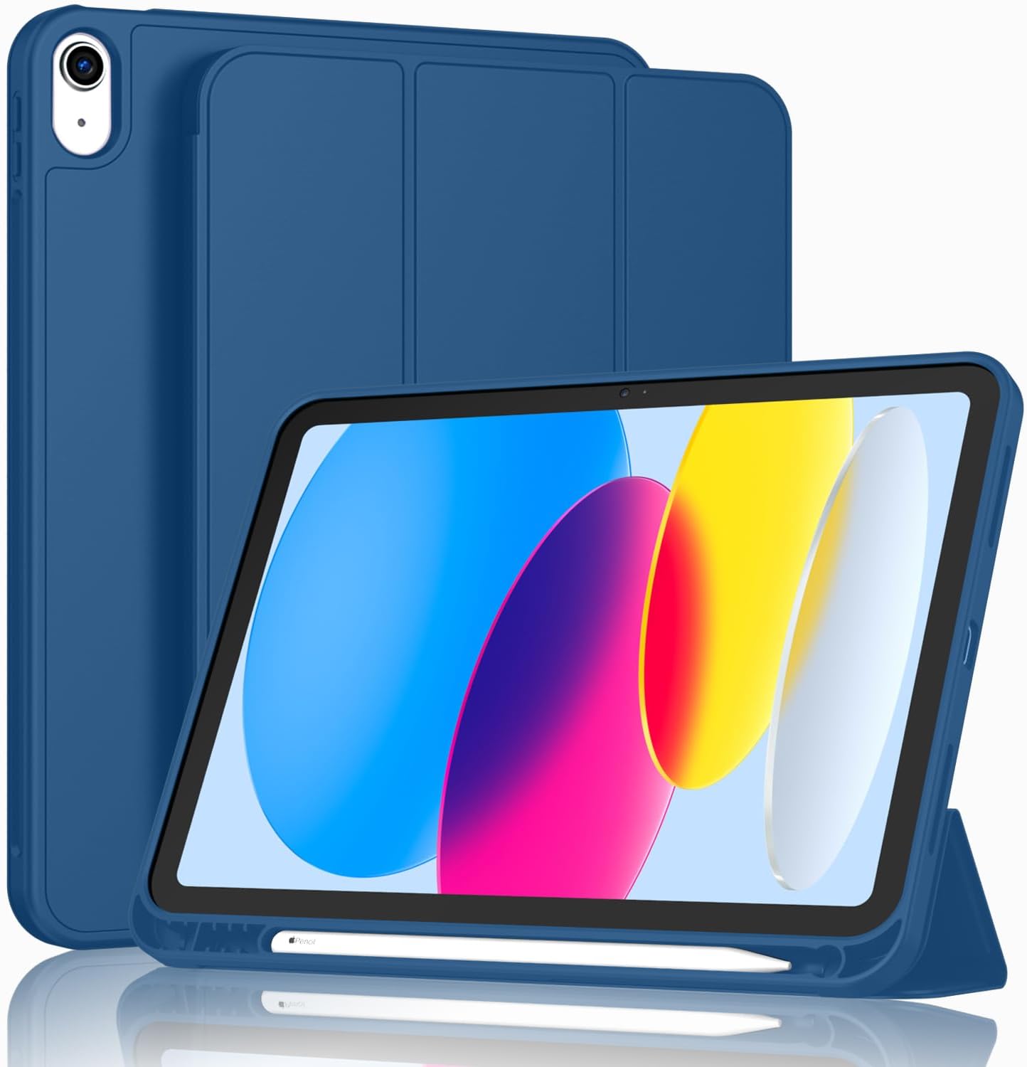 Detalle de ToaPoia iPad 10th TPU Case Left_Navy Blue, Trifold Stand for 2025 A16