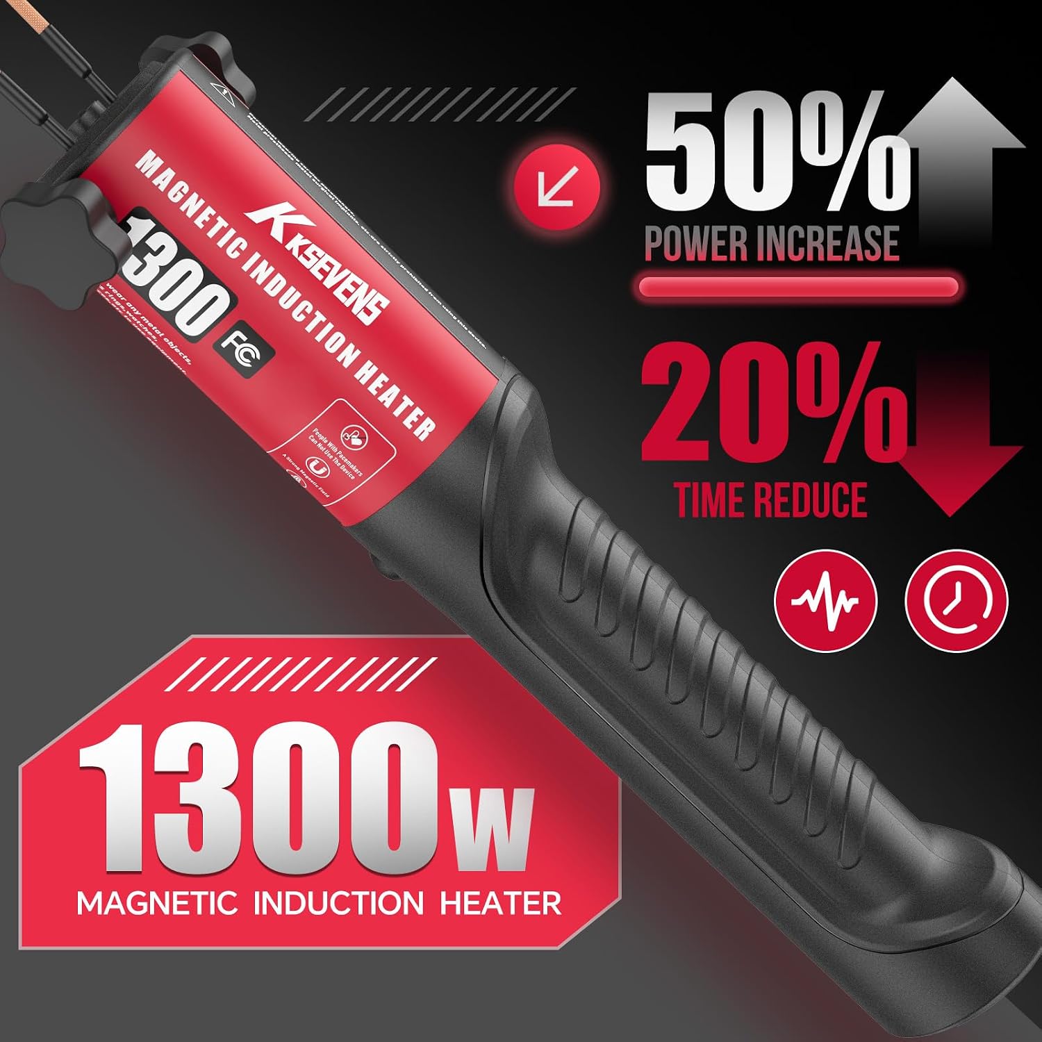 Thumbnail 2 de KKSEVENS KS01 1300W 110V Induction Heater for Bolt Removal, 5 Coils, Red