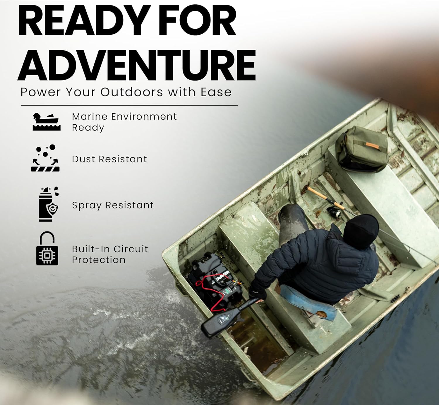 Detalle de Newport Trolling Motor Smart Battery Box Power Center (Medium) with USB and DC Ports