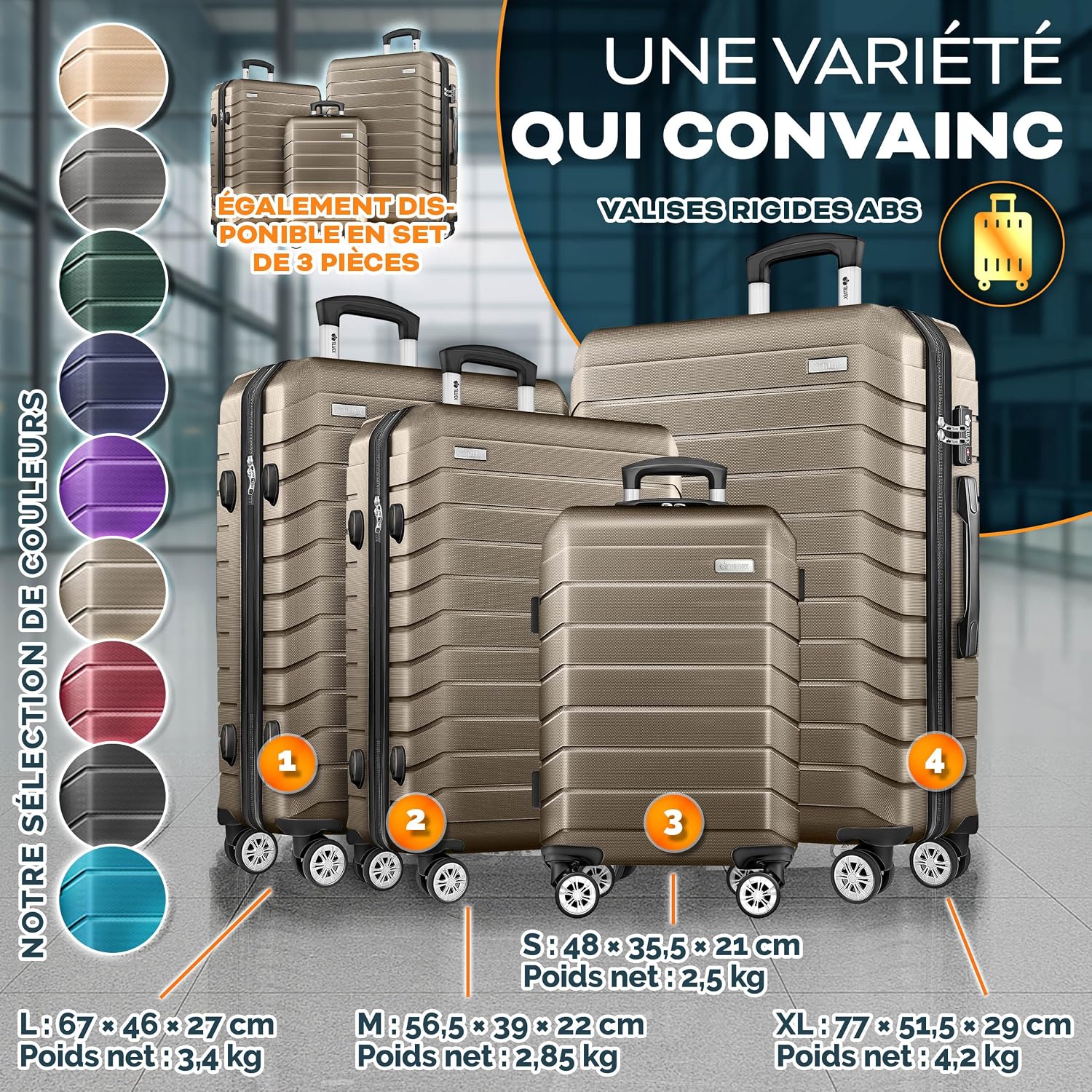 Thumbnail 4 de tillvex Set valises S‑M‑L‑XL avec accessoires