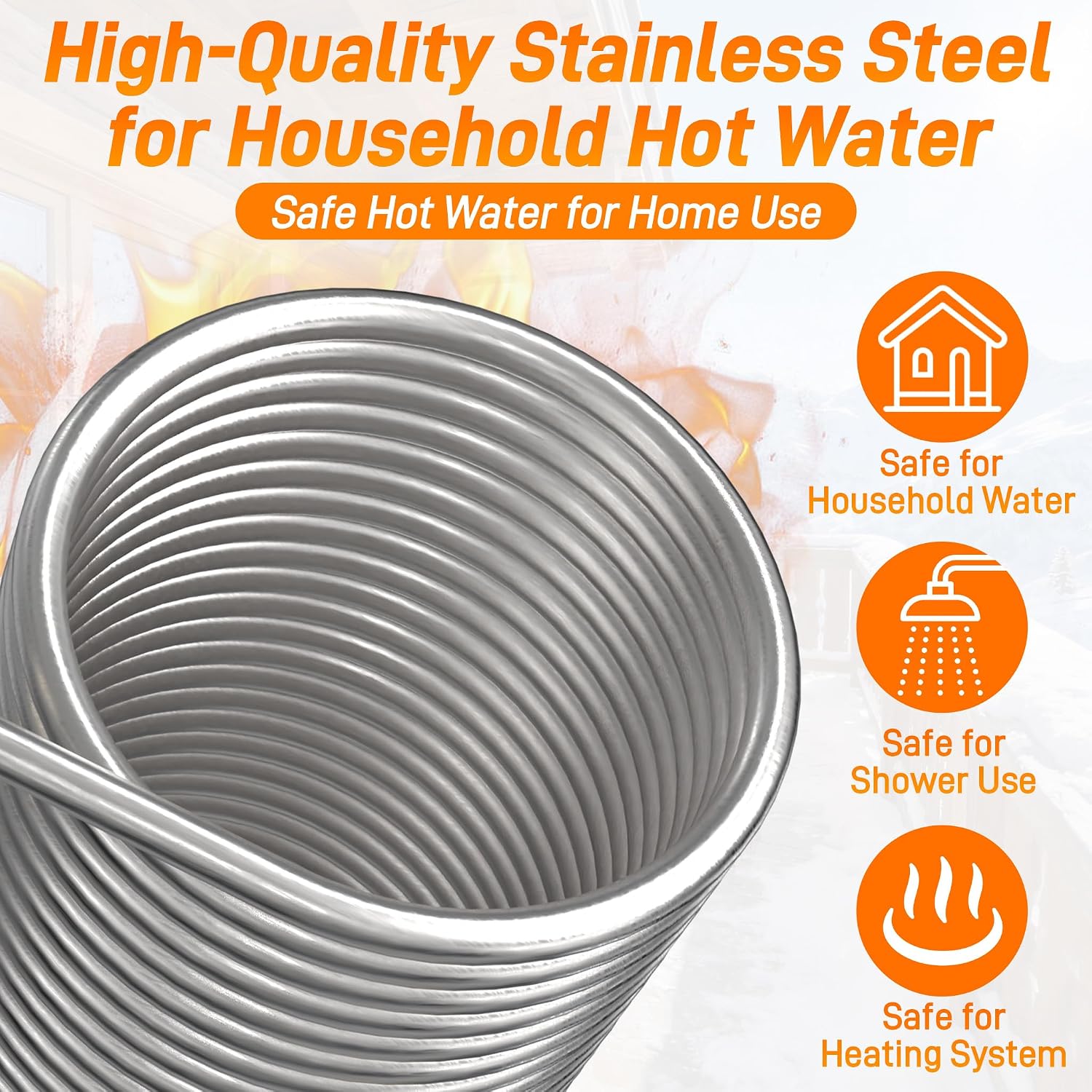 Detalle 2 de UISEBRT 304 Stainless Steel Chimney Heat Exchanger, Flexible Coil