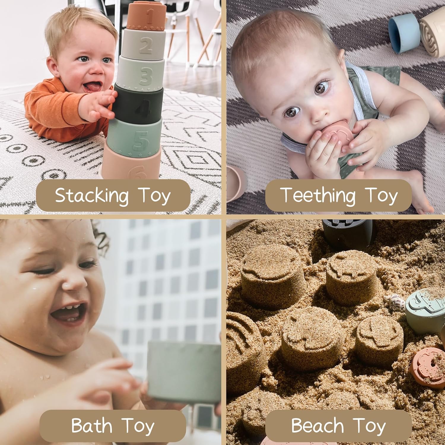 Thumbnail 4 de Moonkie Baby 7-Piece Silicone Stacking Cups & Teether Set (7 months+)