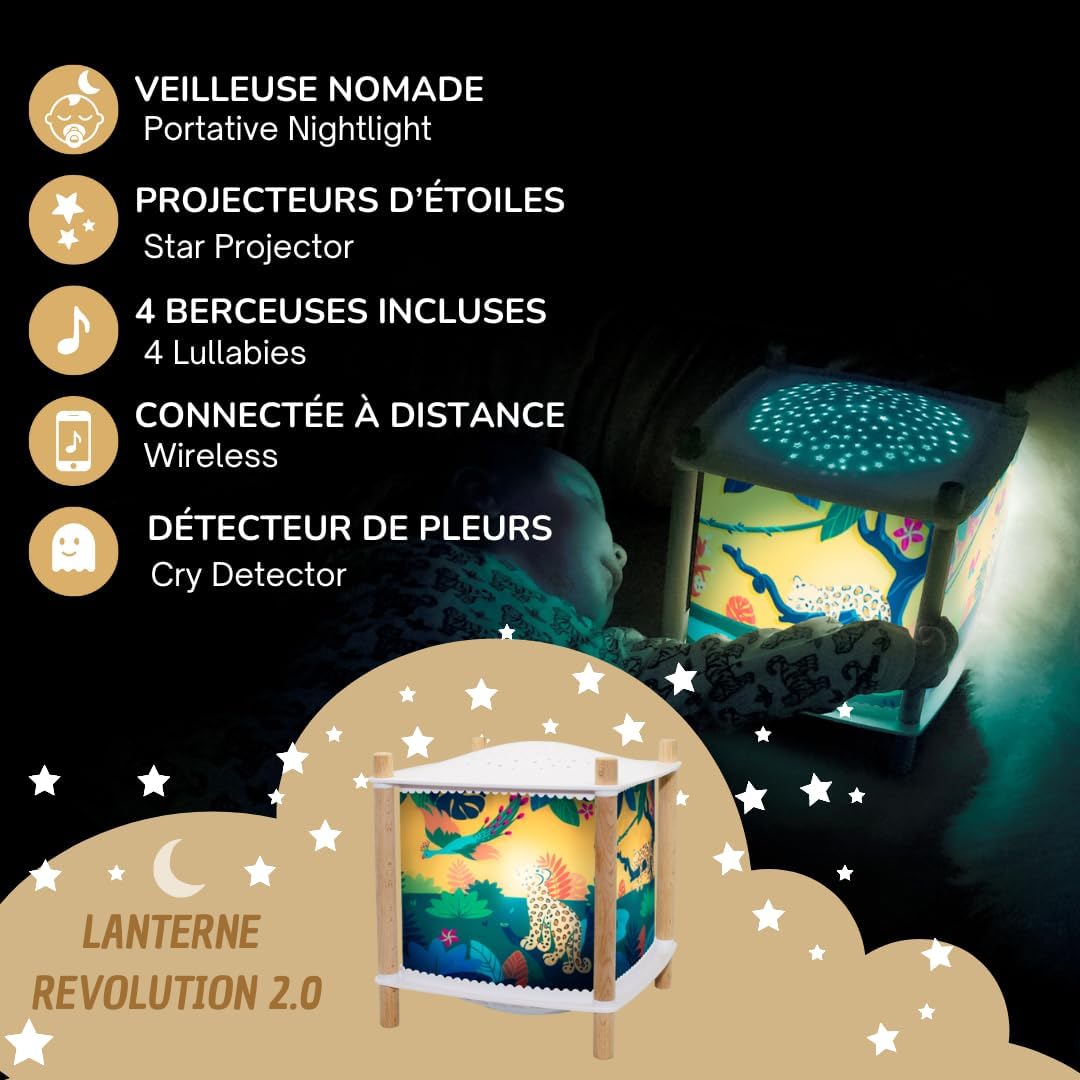 Detalle 2 de Trousselier Savanna ReVOLUTION 2.0 – lampka nocna z projektorem gwiazd, muzyką i czujnikiem płaczu