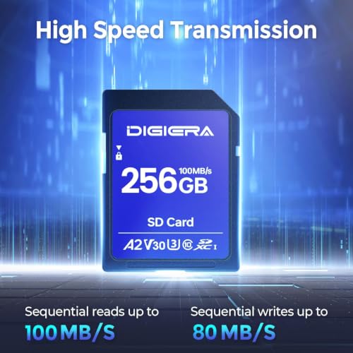 Thumbnail 1 de DIGIERA 256 GB SDXC UHS-I Speicherkarte – C10, U3, V30, 4K/UHD, robustes Allround-Modul für Kamera, Computer & Auto-Navigation