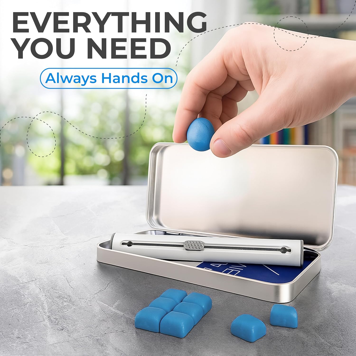 Detalle de Earbud Cleaner Kit with Pro Cleaning Tool (Light Blue) — Compact putty + detailing tool for earbuds and phone charging ports