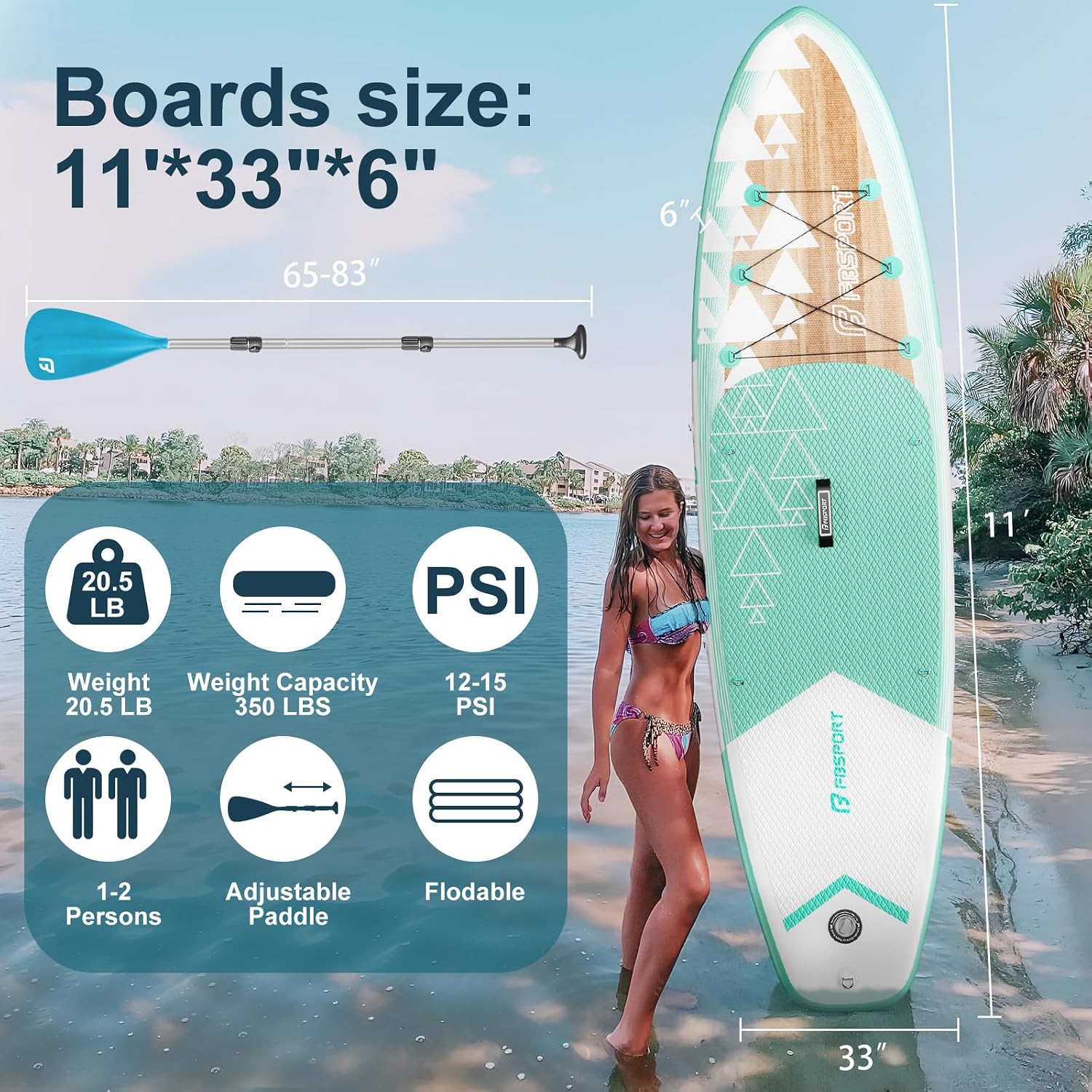 Thumbnail 1 de FBSPORT 11' Premium Stand Up Paddle Board: A stable, versatile yoga and family-friendly SUP