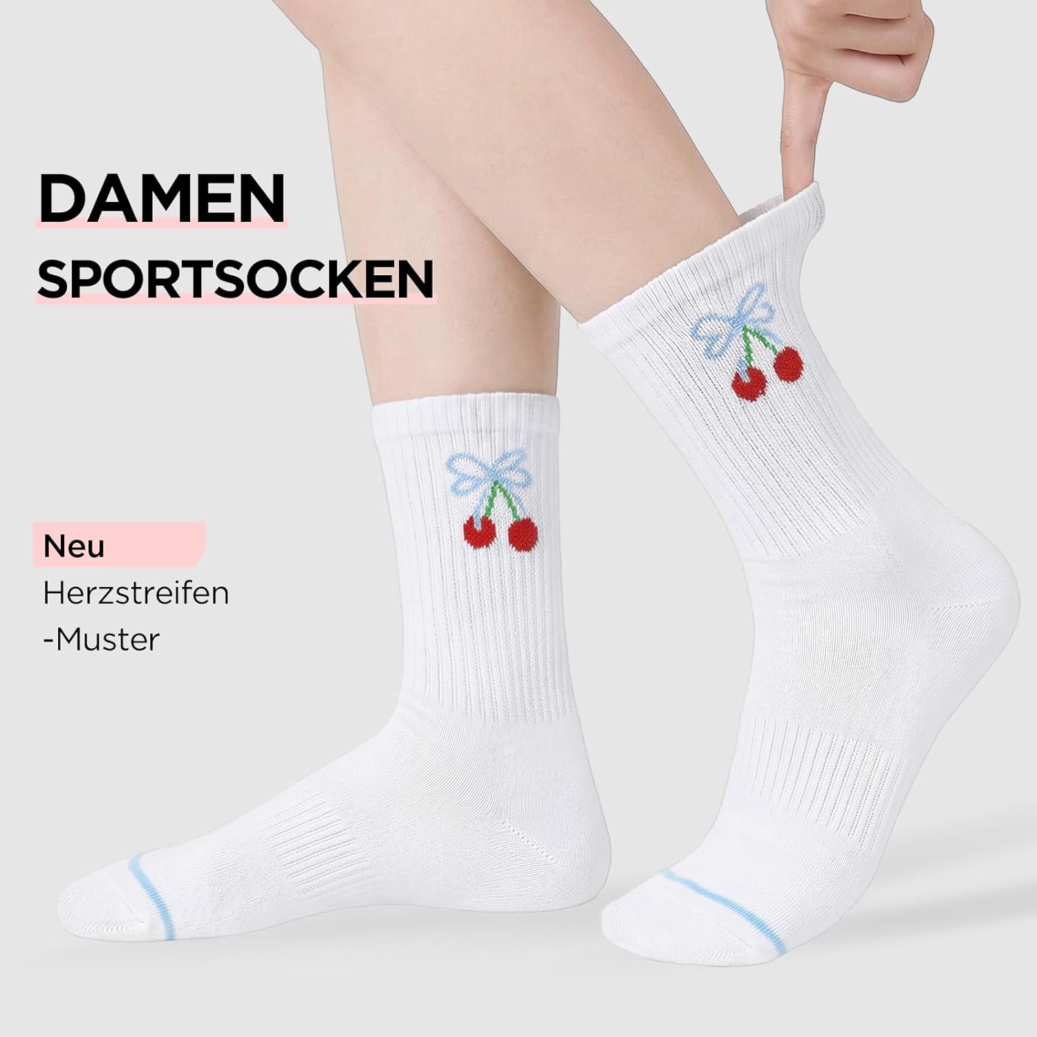 Thumbnail 3 de Briyat 5 paia di calzini sportivi da donna: comfort traspirante con cuore e motivi fruttati