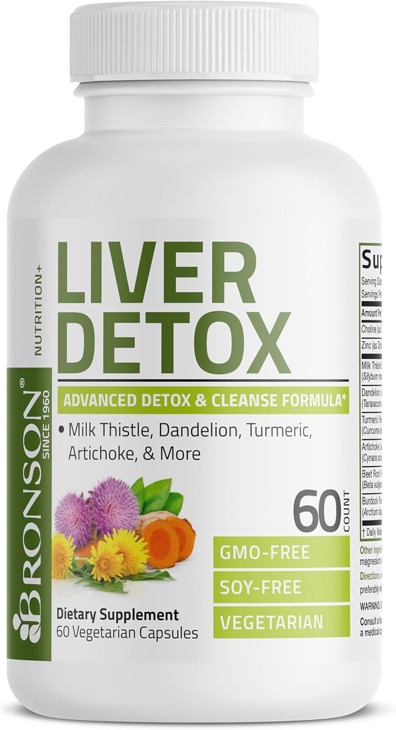 Detalle 1 de Bronson Liver Detox 60-Capsule Supplement with Milk Thistle and Turmeric