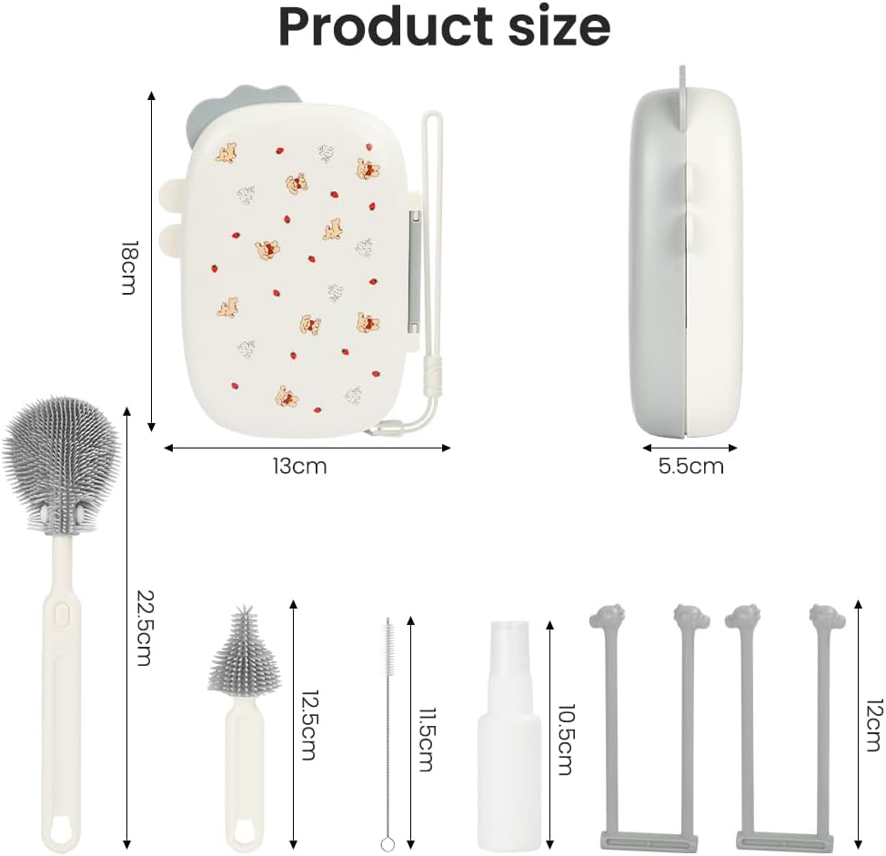 Thumbnail 1 de Vicloon 6 in 1 Spazzole per biberon: set da viaggio con spazzola in silicone, dispenser di sapone e accessori essenziali