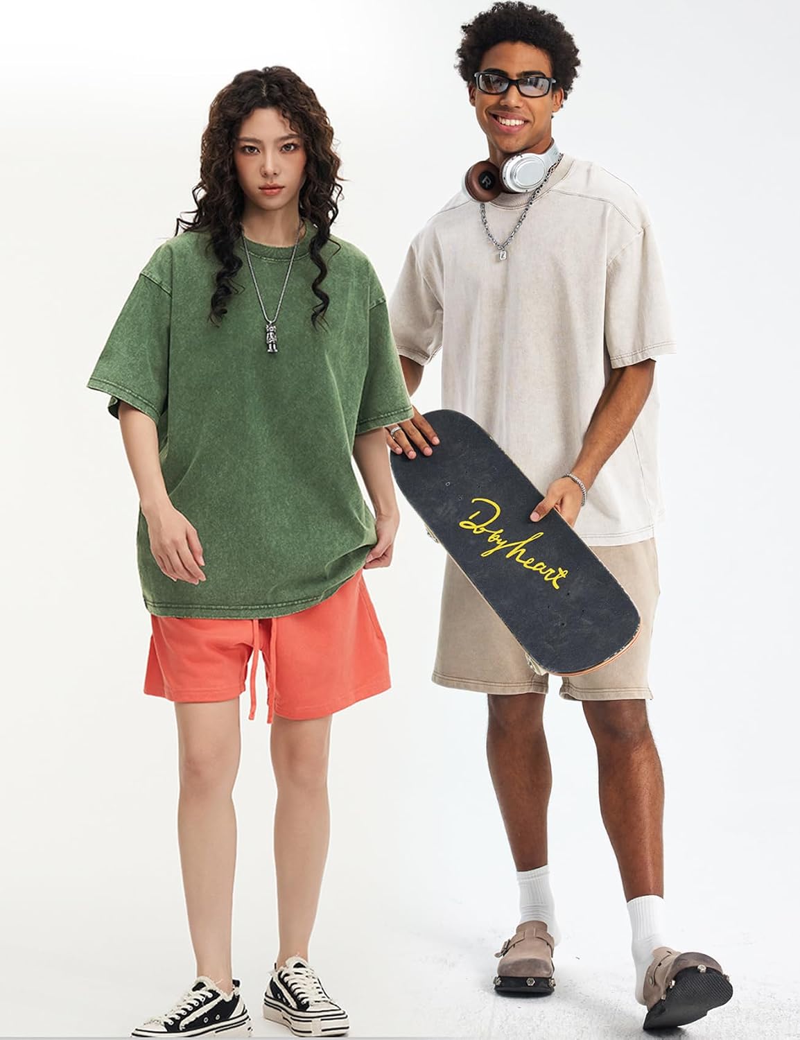 Detalle de Arssm Oversized T-Shirts for Men: Acid Wash, Vintage Cotton, Loose Fit Baggy Tees