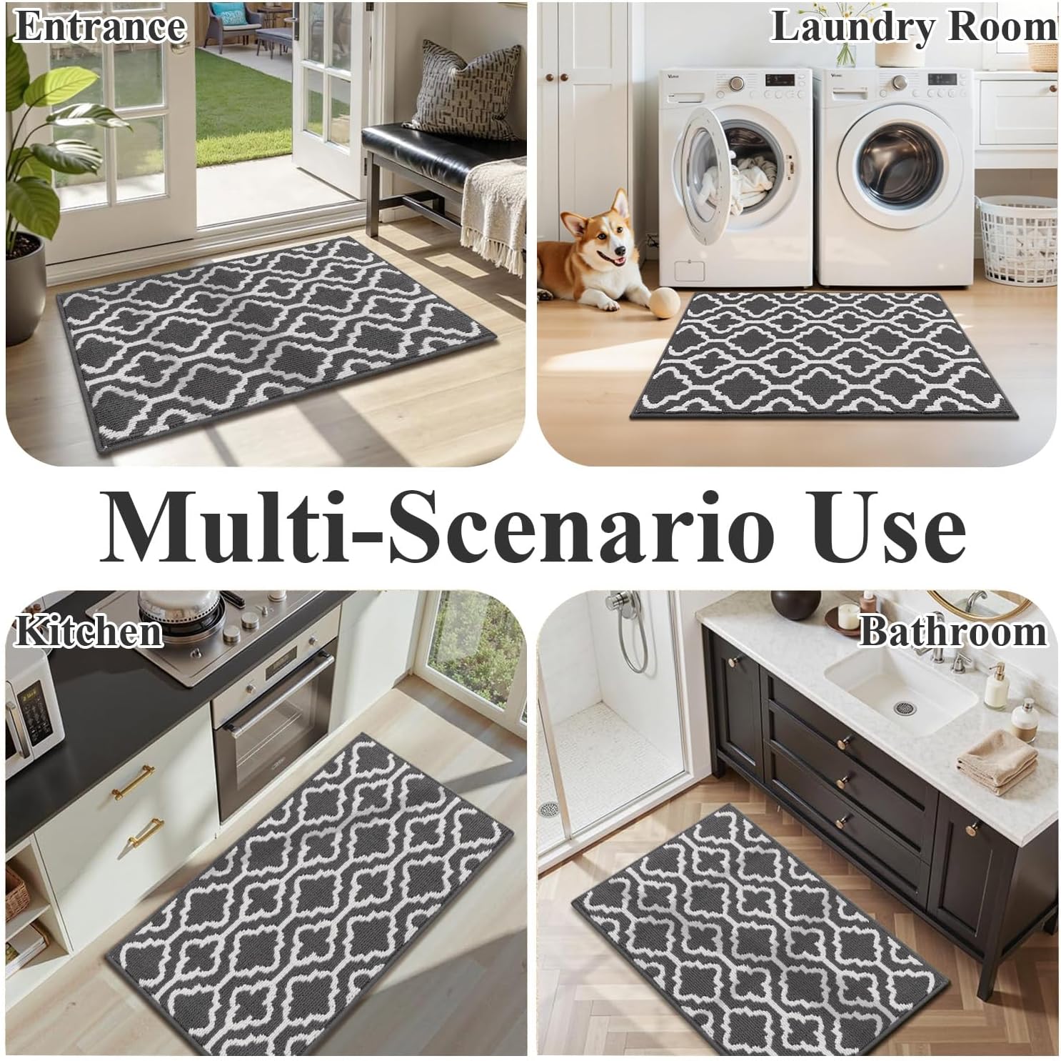 Thumbnail 4 de SHACOS zerbino lavabile grigio scuro 60 x 90 cm, antiscivolo e assorbente per interni