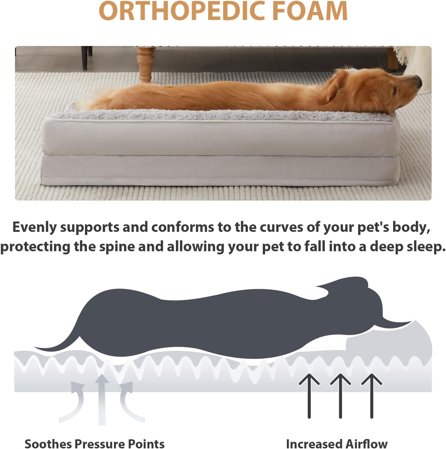 Detalle de BFPETHOME Orthopedic Dog Bed, Rose Velvet