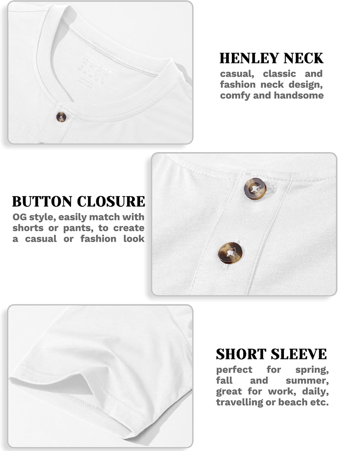 Detalle de MAGCOMSEN Men's Short-Sleeve Henley Shirt