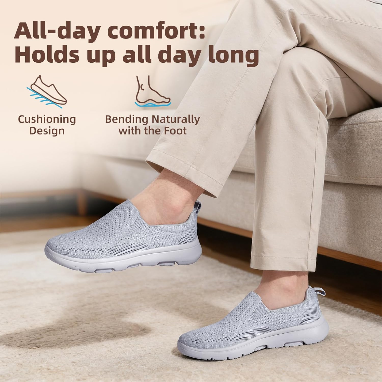 Thumbnail 5 de TIOSEBON Men's Slip On Loafer Shoes — Comfortable Mesh Casual Walking Sneakers