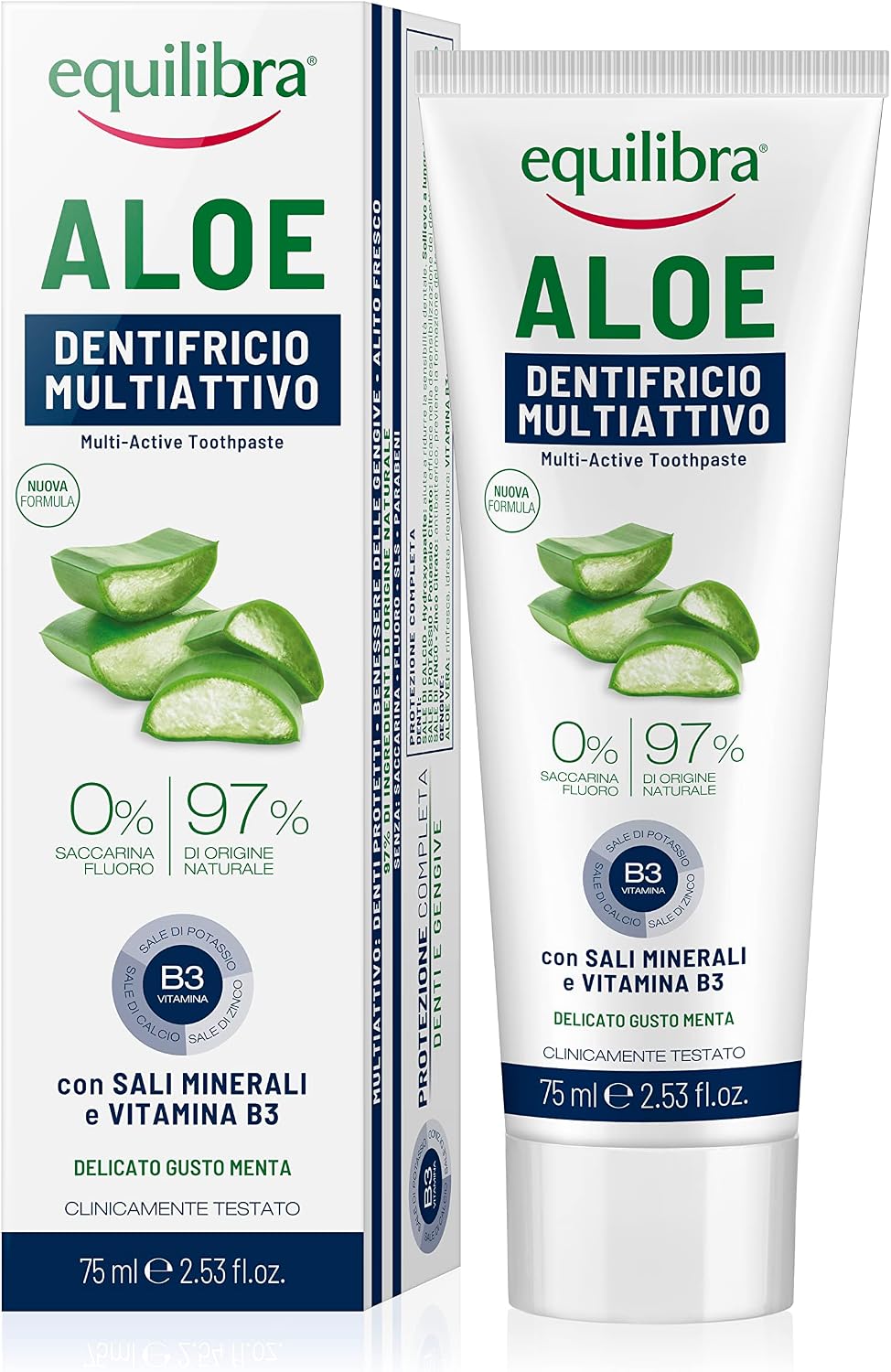 Thumbnail 1 de Equilibra Igiene Dentale Aloe Dentifricio Multiattivo in gel, 3 confezioni da 75 ml