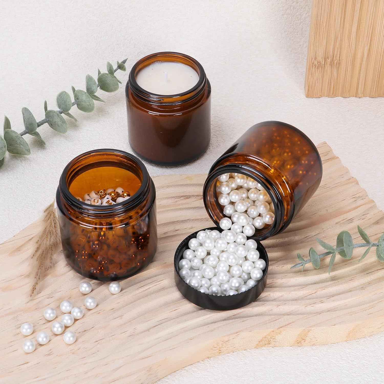 Thumbnail 4 de Amber Glass Jars 100ml Pack 10