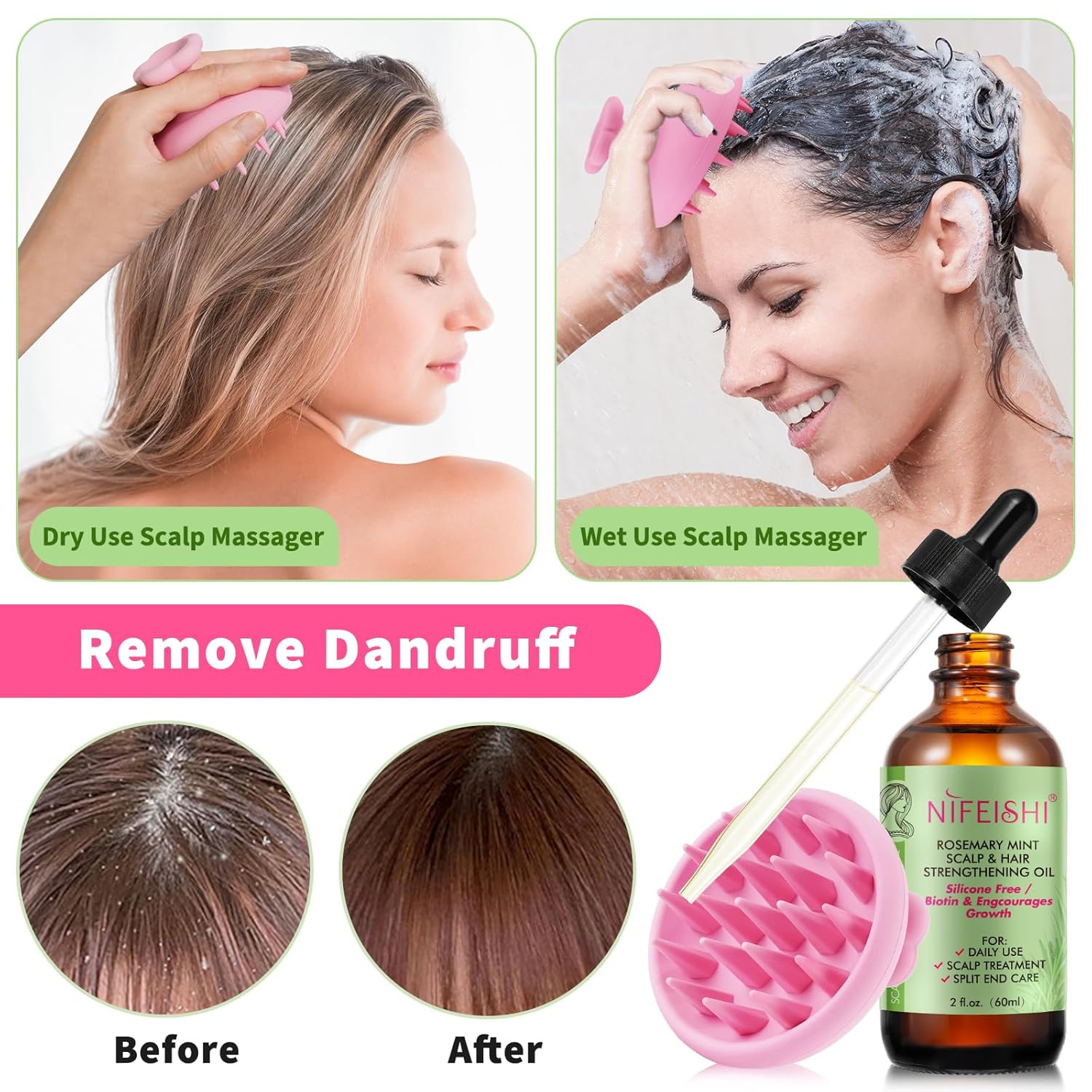 Detalle de Rosmarinöl Haare – 60 ml mit Kopfhautmassage und vielseitigem Einsatz für Haare, Augenbrauen und Wimpern