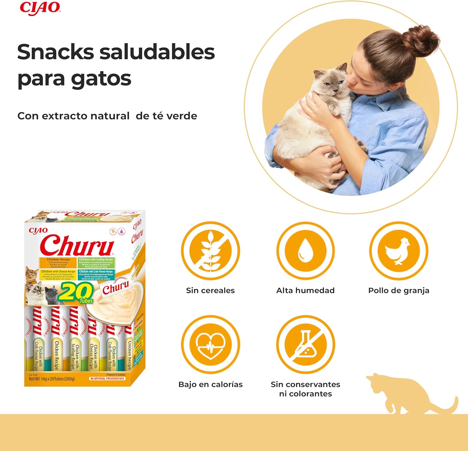Detalle 2 de CHURU Cat Variedades de pollo 20 x 14 g 🐱