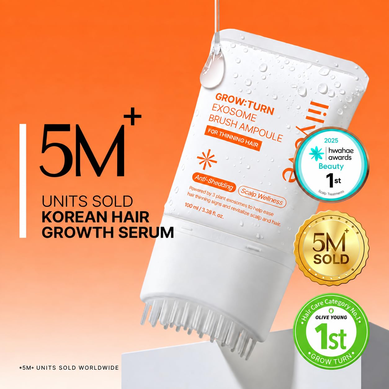 Detalle 2 de lilyeve GROWTURN Exosome Hair Growth Serum with Built-In Brush, 3.38 fl oz