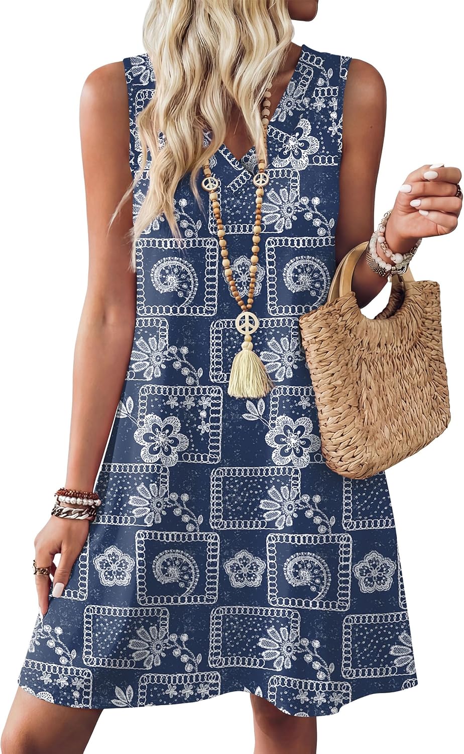 Thumbnail 6 de WIHOLL Summer Dress for Women – Floral & Solid A-Line Sundress for Beach, Vacation, and Travel