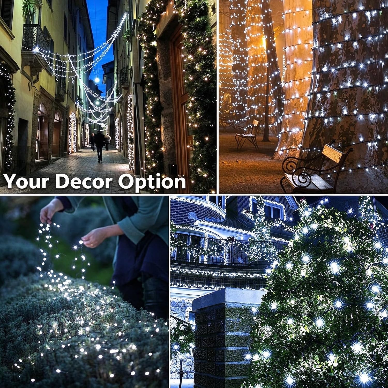Detalle 2 de Joomer Solar Christmas Lights, 4-Pack, 156 ft, 400 White LEDs, 8 Modes