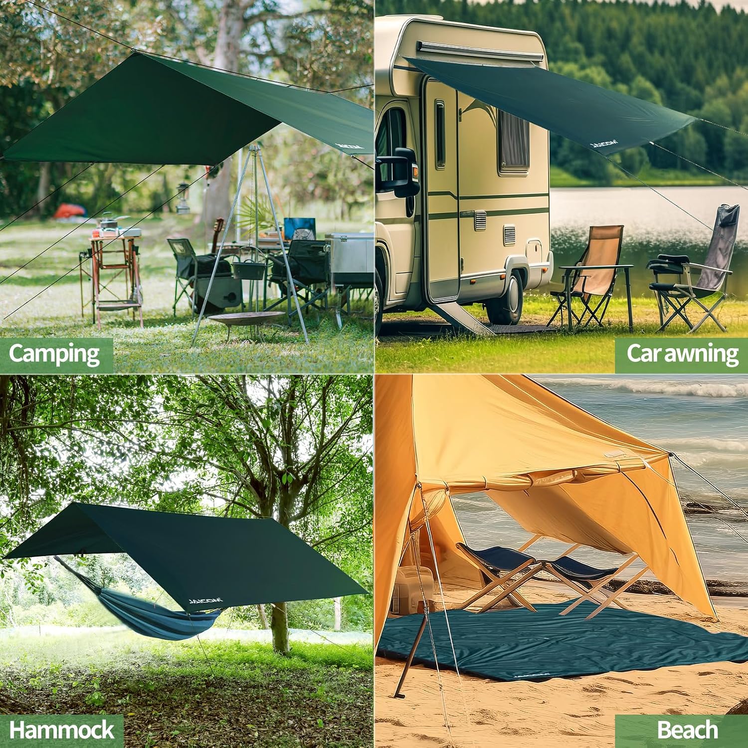 Thumbnail 6 de JAICOM Tarp Campeggio 3M x 3M: telo impermeabile, ultra leggero e versatile per amache, campeggio e picnic
