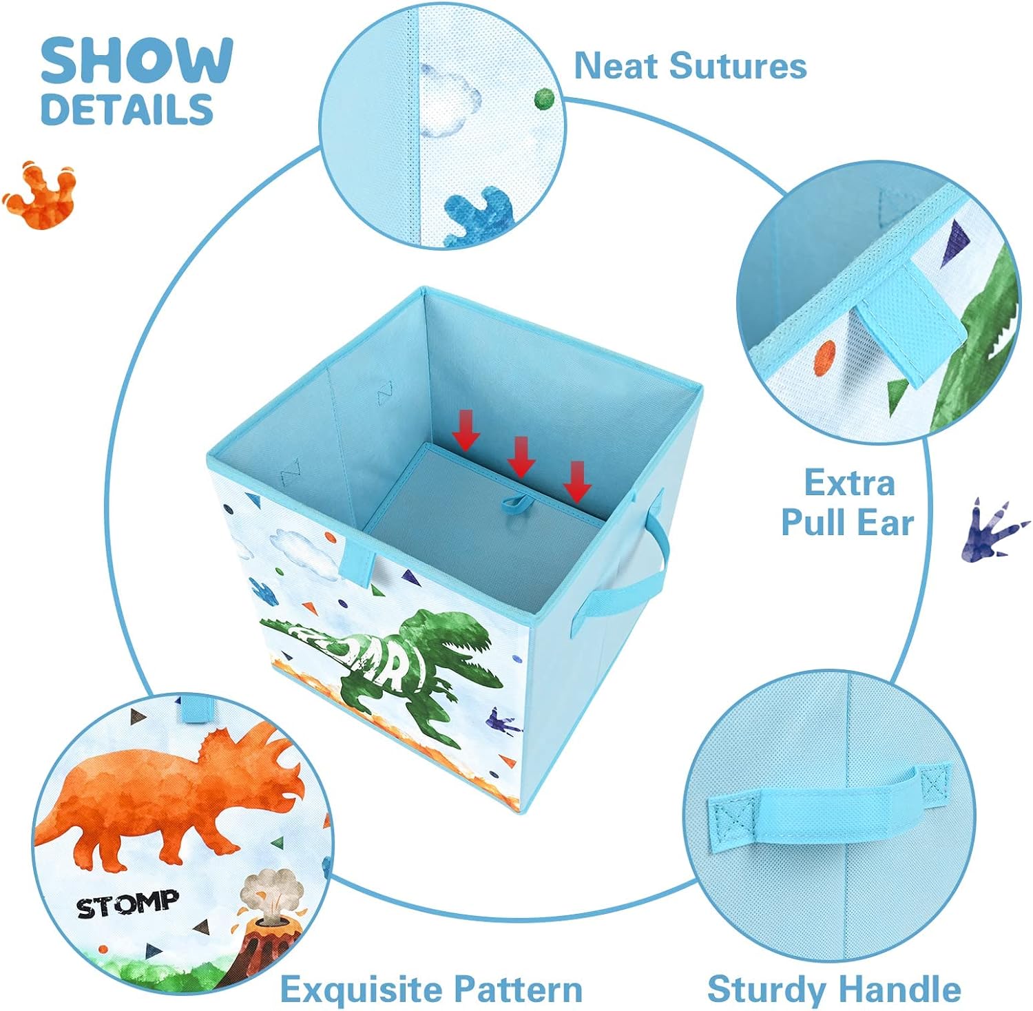 Thumbnail 2 de WERNNSAI Cube Storage Bins - 4-Pack Dinosaur Fabric Foldable Organisers, 28 cm